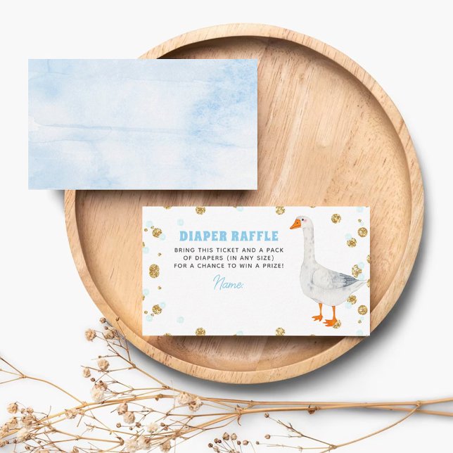 Carte D'accompagnement Silly Goose Blue Watercolor Baby Shower Diaper (Créateur téléchargé)