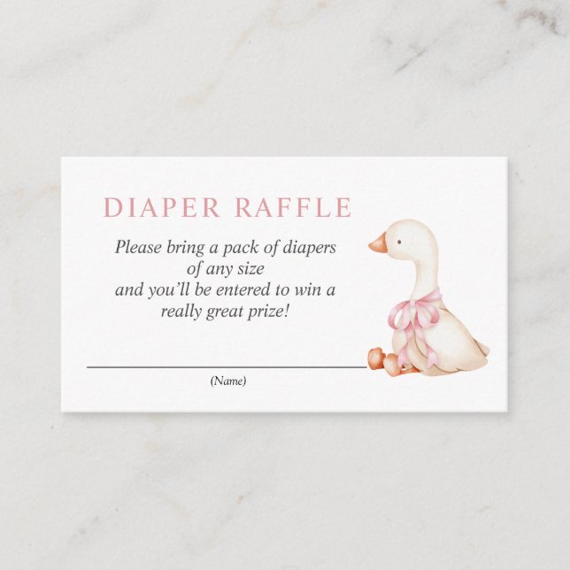 Carte D'accompagnement Silly Goose Pink Floral Diaper Raffle Card (Devant)