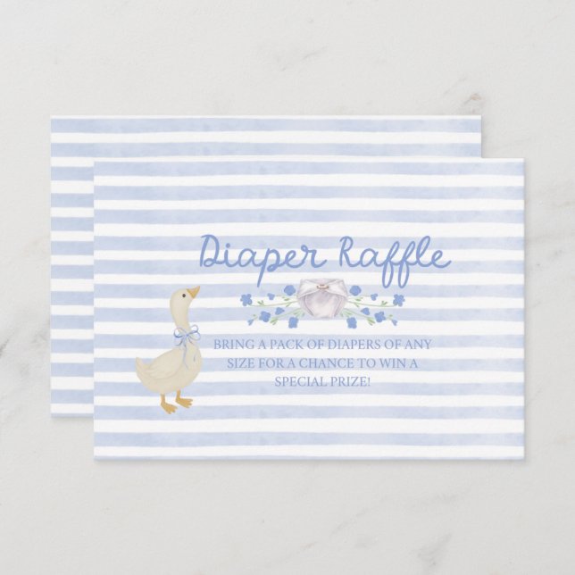 Carte D'accompagnement Silly Little Goose Baby Shower Diaper Raffle (Devant / Derrière)
