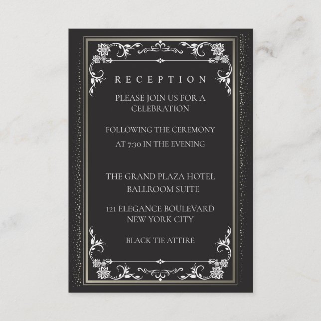 Carte D'accompagnement Silver Elegance Collection Wedding Reception Card (Devant)