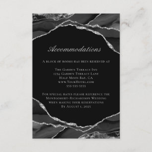 Carte D'accompagnement Silver Foil Black Agate Mariage Hébergements