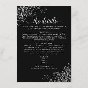 Carte D'accompagnement Silver Frills Elegant Black Mariage Détails