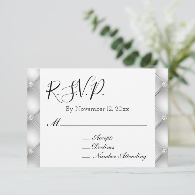 Carte D'accompagnement Silver Glam Diamond RSVP (Debout devant)