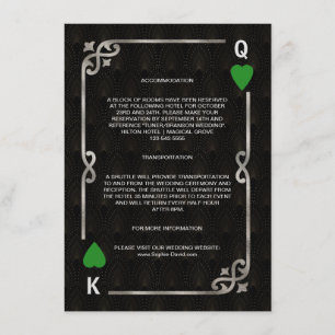 Carte D'accompagnement Silver Green Casino Vegas Poker Détails du Mariage