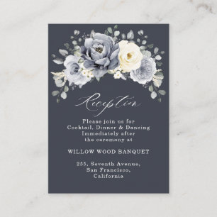 Carte D'accompagnement Silver Grey ivoire Floral hiver Rustique Mariage E