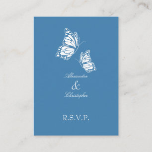 Carte D'accompagnement Simple Amparo Bleu Papillon RSVP Note Mini