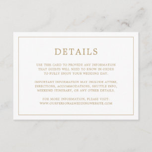 Carte D'accompagnement Simple Antique Or Monogramme Mariage élégant