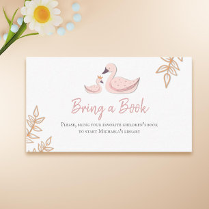 Carte D'accompagnement Simple bébé cygne apporter un livre Baby shower fi