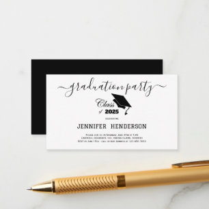 Carte D'accompagnement Simple Black Graduation Party Classe De 2025
