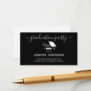 Carte D'accompagnement Simple Black White Graduation Party Classe De 2025