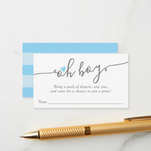 Carte D'accompagnement Simple Blue Heart Baby shower Déchets Raffle