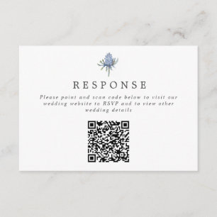 Carte D'accompagnement Simple Blue Thistle QR Code Mariage site/RSVP