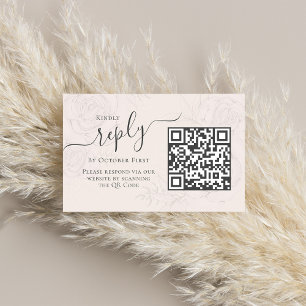 Carte D'accompagnement Simple Blush Calligraphie Répondre QR Code en lign
