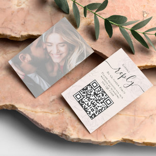 Carte D'accompagnement Simple Blush Photo Calligraphie Répondre QR Code