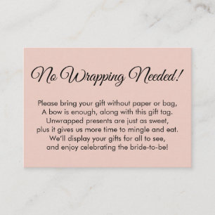 Carte D'accompagnement Simple Blush Pink No Wrapping Needed Bridal Shower