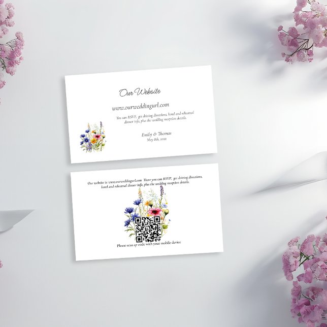 Carte D'accompagnement Simple Boho Chic Wildflower Wedding Website (Créateur téléchargé)
