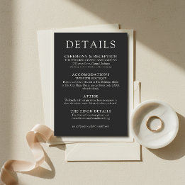 Carte D'accompagnement Simple Charcoal Classic Wedding Details