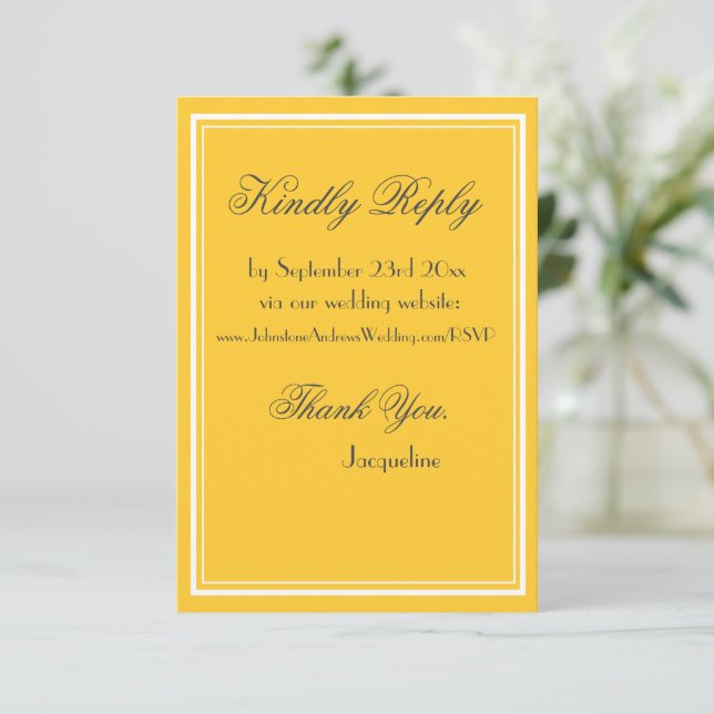 Carte D'accompagnement Simple Chic Jaune Blanc Bordure Fantaisie Écriture (Debout devant)