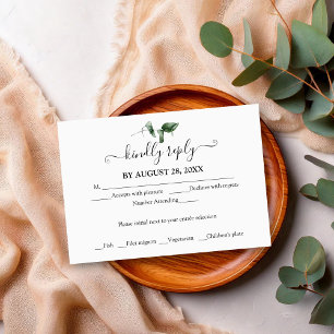 Carte D'accompagnement Simple Chic Végétation Eucalyptus Mariage RSVP