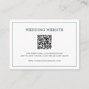 Carte D'accompagnement Simple Code QR Monogramme Mariage Vert de Forêt