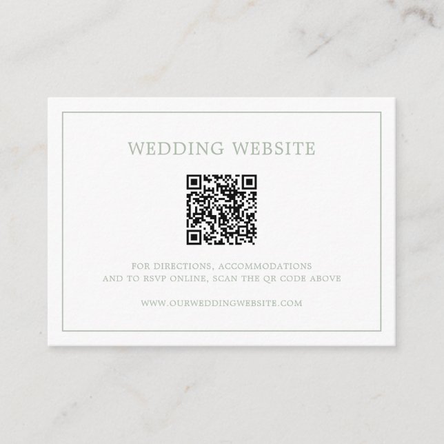 Carte D'accompagnement Simple Code QR Monogramme Vert Sauge Élégant Maria (Devant)