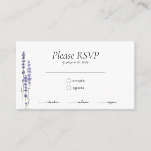 Carte D'accompagnement Simple Delicate Lavender Repas Choix Mariage RSVP