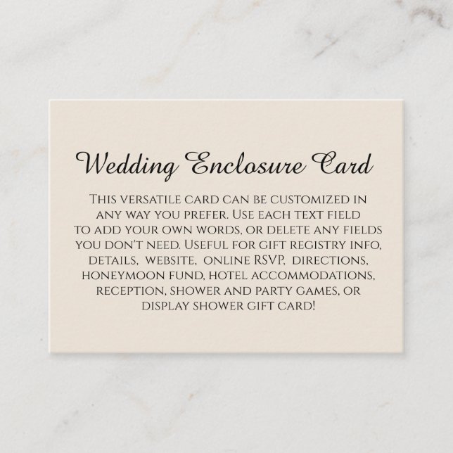 Carte D'accompagnement Simple DIY Mariage Crème Personnalisé (Devant)
