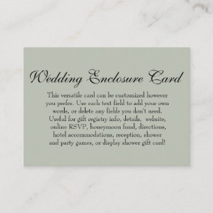 Carte D'accompagnement Simple DIY personnalisé mariage polyvalent vert sa