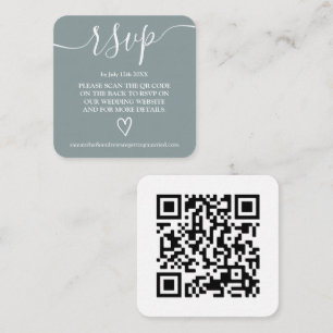 Carte D'accompagnement Simple dusty blue wedding rsvp Qr code