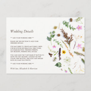 Carte D'accompagnement Simple Elegant Botanical Fleur sauvage Détails du