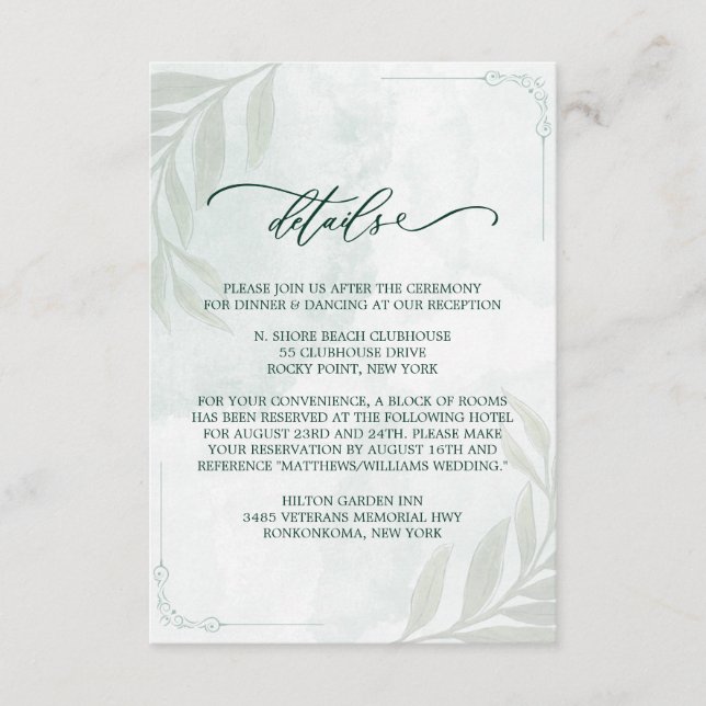 Carte D'accompagnement Simple Elegant Floral Wedding Enclosure Card (Devant)