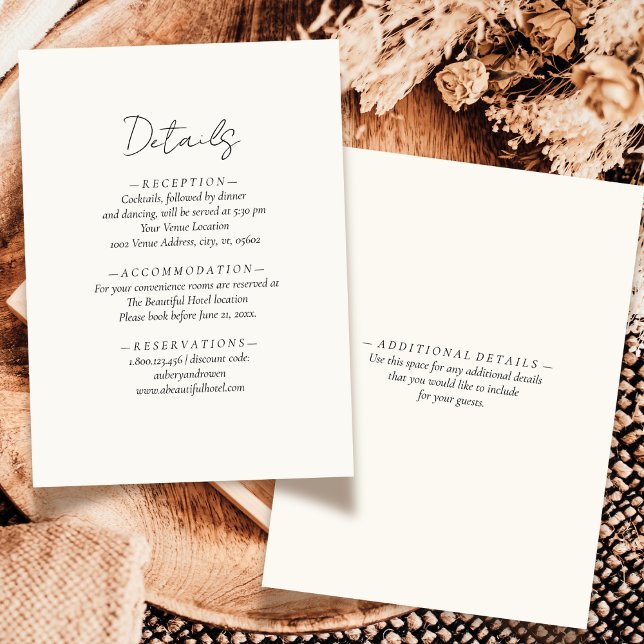Carte D'accompagnement Simple Elegant Ivory White Neutral Mariage Détail (Créateur téléchargé)