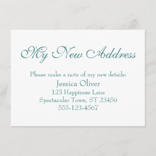 Carte D'accompagnement Simple, élégant Ma nouvelle adresse Turquoise sur