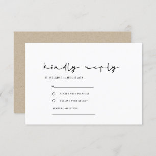 CARTE D'ACCOMPAGNEMENT SIMPLE ÉLÉGANT MINIMAL NOIR MARIAGE BLANC RSVP