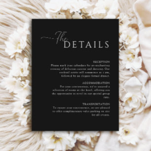 Carte D'accompagnement Simple Elegant noir et blanc détails mariage