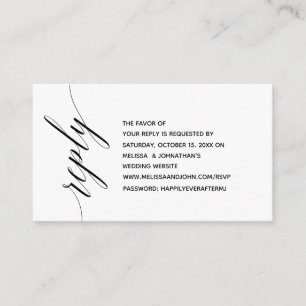 Carte D'accompagnement Simple élégante calligraphie noire, Dîner RSVP