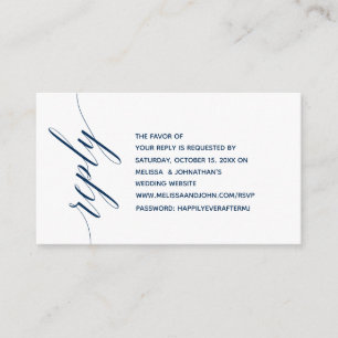 Carte D'accompagnement Simple élégante Marine Blue Calligraphie, Dîner RS