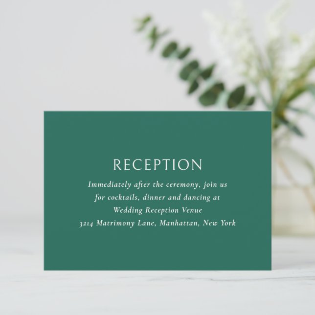 Carte D'accompagnement Simple Emerald Green Mariage moderne (Debout devant)