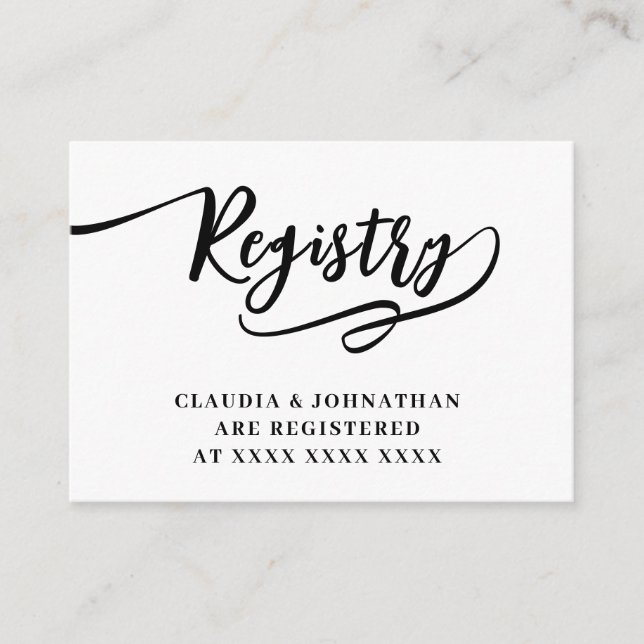 Carte D'accompagnement Simple Fête de Mariage Registre  (Devant)