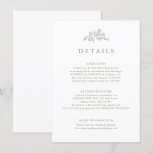 Carte D'accompagnement Simple Floral Timeless Sage Green Détails du Maria