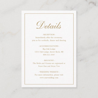 Carte D'accompagnement Simple Formel Traditionnel Élégant Mariage Or