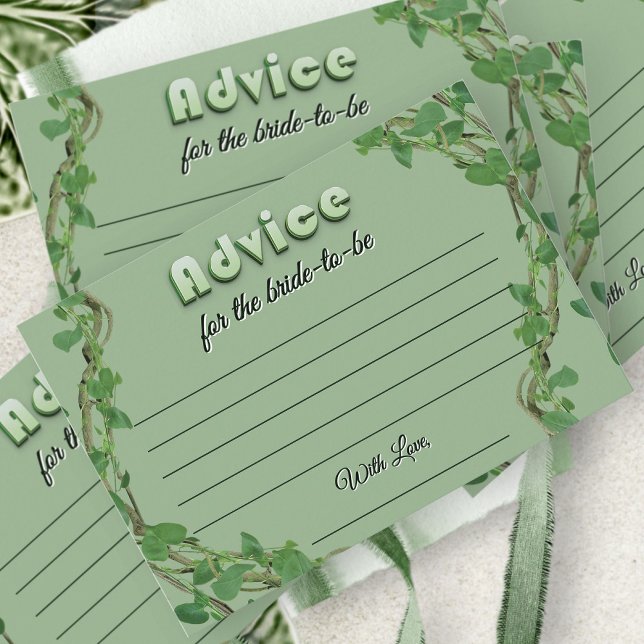 Carte D'accompagnement Simple Greenery Bridal Shower Advice For The Bride (Créateur téléchargé)