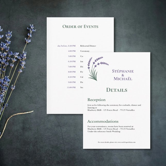 Carte D'accompagnement Simple Lavender Wedding Details Enclosure Card (Simple Lavender Wedding Details Enclosure Card)