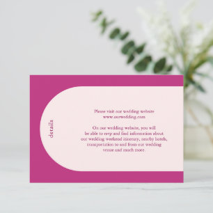 Carte D'accompagnement Simple Magenta rose Monogramme Arche Mariage moder