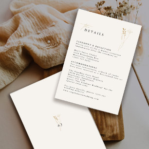 Carte D'accompagnement Simple Mariage Bohème Floral Or