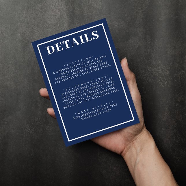 Carte D'accompagnement Simple Mariage de frontière bleu bleu marine (Simple Nautical Blue White Border Wedding Enclosure Card
)