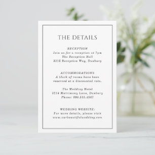 Carte D'accompagnement Simple Mariage Élégant Noir et Blanc