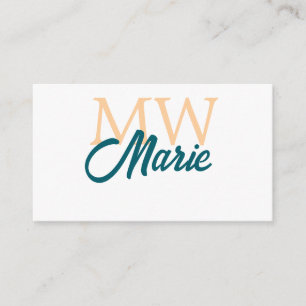 Carte D'accompagnement simple minimal ajouter nom monogramme orange bleu 