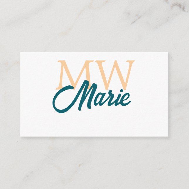 Carte D'accompagnement simple minimal ajouter nom monogramme orange bleu  (Devant)