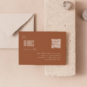 Carte D'accompagnement Simple minimaliste Burnt Orange QR Code Mariage